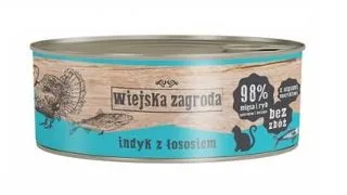 WIEJSKA ZAGRODA Adult Hrana umeda pentru pisici adulte, cu somon si curcan 85 g