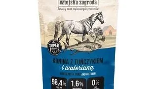 WIEJSKA ZAGRODA Superfoods Hrana umeda pentru pisici, carne de cal cu ton si valeriana 100 g