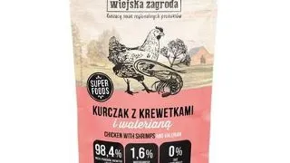 WIEJSKA ZAGRODA Hrana umeda pentru pisici, pui cu creveti si valeriana, 100 g
