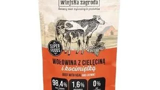 WIEJSKA ZAGRODA Hrana umeda pentru pisici vita cu vitel si iarba-matei, 100 g