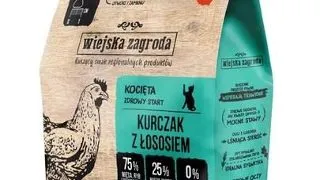 WIEJSKA ZAGRODA hrana uscta pui cu somon pentru pisici/juniori 400 g