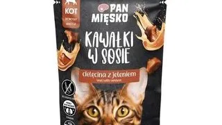 PAN MIESKO Bucati in sos Vitel cu cerb, hrana umeda pentru pisici 85 g