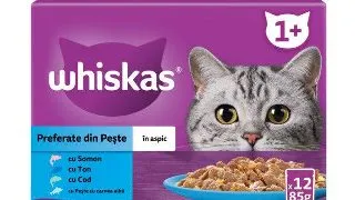Whiskas hrana umeda pentru pisici adulte, selectii de peste in aspic 12 x 85 g