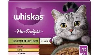 Whiskas Pure Delight hrana umeda pentru pisici adulte, selectii de carne in aspic 12 x 85 g