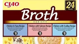 INABA Cat Ciao Broth Variety 24x40 g Mix de bulion cu pui, peste si scoici pentru pisici