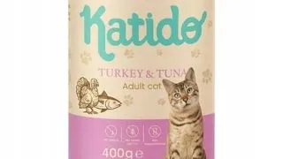 KATIDO Adult Cat Turkey and Tuna 400 g curcan si ton cu ulei de somon conserva pisici