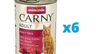 ANIMONDA Carny Adult Hrana umeda cu carne de vita si inimi pentru pisci adulte 6 x 400 g