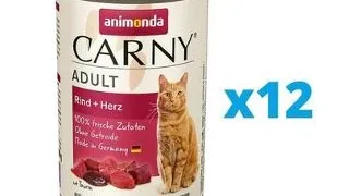 ANIMONDA Carny Adult Hrana umeda set carne de vita si inimi pentru pisici adulte 12 x 400 g