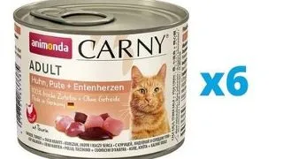 ANIMONDA Carny Adult Hrana umeda pisici, cu inimi de pui, curcan si rata 6 x 200 g