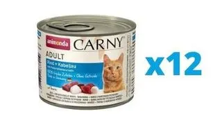 ANIMONDA Carny Set Hrana umeda pisici, cu vita, cod si radacina de patrunjel 12 x 200 g