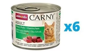 ANIMONDA Carny Adult Conserve pisica, cu vita, curcan si iepure 6 x 200 g