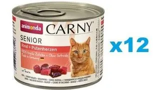 ANIMONDA Carny Senior conserve pisici senior 12x200 g vita si inimi curcan