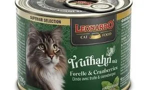 LEONARDO Superior Selection 200 g curcan, pastrav si merisor conserva pisica