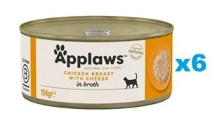 APPLAWS Cat Adult Chicken Breast with Cheese in Broth 6x156 g set conserve pentru pisici, piept pui cu branza