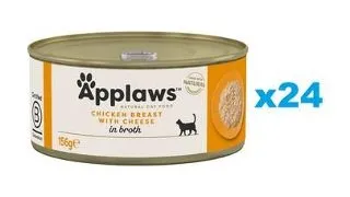 APPLAWS Cat Adult Chicken Breast with Cheese in Broth hrana umeda pisici 24x156 g piept pui si branza