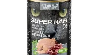 SUPER RAFI Cat cu bibilica si inimi de rata 400 g pentru pisici sterilizate