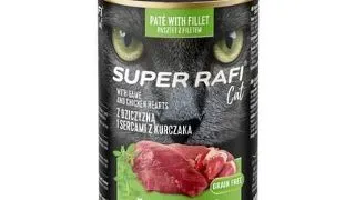 SUPER RAFI Cat vanat si inimi de pui 400 g hrana umeda pentru pisici adulte