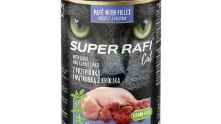 SUPER RAFI Cat prepelita si ficat iepure 400 g hrana pisici adulte