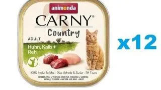 ANIMONDA Carny Country Adult Chicken, Veal, Vension 12x100 g set conserve pui, vitel, vanat pentru pisici