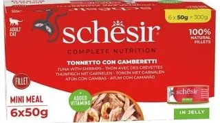 Hrana umeda pisici ton si creveti SCHESIR in jeleu 6x50 g