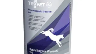 TROVET Dog Hypoallergenic VPD,  Caprioara, dieta veterinara caini, conserva hrana umeda, afectiuni digestive si dermatologice, (pate), 400g