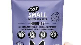 EAT SMALL Mobility Snack, XS-XL, Insecte, punguta, resigilabil recompense functionale fara cereale caini, sistem articular, 125g