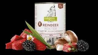 ISEGRIM, XS-XL, Ren, conserva hrana umeda fara cereale caini, (in sos), 800g