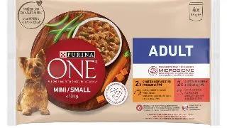 PURINA One Mini Adult, 2 arome, multipack plic hrana umeda caini, (in sos), 85g x 4