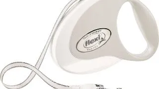 FLEXI Style, lesa retractabila caini, nylon, alb, M(25kg, 5m)