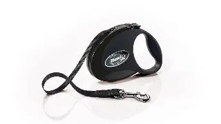 FLEXI Style, lesa retractabila caini, nylon, negru, S(12kg, 3m)