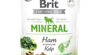 BRIT Care Functional Snack Puppy Mineral, Sunca cu Kelp, recompense funtionale fara cereale caini junior, minerale, 150g