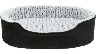 TRIXIE Lino Vital, pat ovala caini si pisici, XS-S, poliester, husa detasabila, perna reversibila, negru si gri, 60 x 45 cm