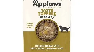 APPLAWS Taste Toppers, XS-XL, Pui si Mazare, plic hrana umeda fara cereale caini, (in sos), 85g