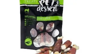 PET'S DESSERT Bone & Duck, XS-XL, Rata, punguta recompense fara cereale caini, 80g