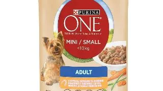 PURINA One Mini Adult, Pui cu Morcov, hrana umeda caini, (in sos) PURINA One Mini Adult, Pui cu Morcov, plic hrana umeda caini, (in sos), 85g