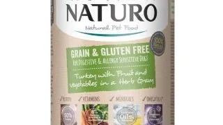 NATURO Grain Free, XS-L, Curcan si Legume, conserva hrana umeda fara cereale caini, (in sos), 390g
