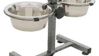 TRIXIE, set suport castroane caini + 2 boluri, inaltime reglabila, antiderapant, metal, diverse culori, S-M(0.75l, ⌀17cm, 38x9.5cm)
