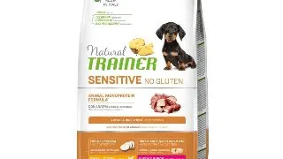 NATURAL TRAINER Sensitive No Gluten, XS-S, Rata, hrana uscata monoproteica caini junior, sistem digestiv, 2kg