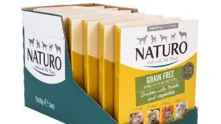 NATURO Grain Free, XS-L, Pui si Legume, tavita hrana umeda fara cereale caini, (in aspic), 400g