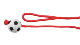 TRIXIE, jucarie minge de fotbal cu sfoara caini, cauciuc, 6cm x 1m, multicolor