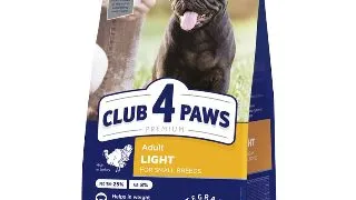 CLUB 4 PAWS Adult Light, XS-S, Curcan, hrana uscata caini, obezitate, 5kg