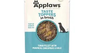 APPLAWS Taste Toppers, XS-XL, Ton si dovleac, plic hrana umeda fara cereale caini, (in supa), 85g