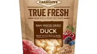 CARNILOVE True Fresh Raw Freeze-Dried, Rata cu 5 Fructe Rosii, recompense presate la rece fara cereale caini, 40g