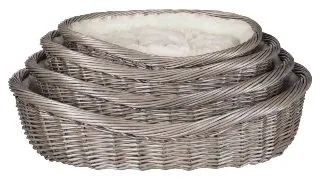 TRIXIE, cos rotund caini si pisici, rachita, gri TRIXIE Culcus din Nuiele Captusit cu Blanita, cos rotund caini si pisici, XS, rachita, gri, ⌀ 50 cm