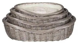 TRIXIE, cos rotund caini si pisici, rachita, gri TRIXIE Culcus din Nuiele Captusit cu Blanita, cos rotund caini, S-M, rachita, gri, ⌀ 80 cm