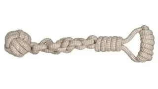 TRIXIE, jucarie sfoara cu minge si maner caini, 8cm x 38cm, alb