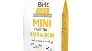 BRIT Care Mini Hair & Skin Adult, XS-S, Somon, hrana uscata fara cereale caini, piele si blana, 2kg