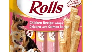 INABA Churu Rolls, XS-XL, Pui si Somon, punguta recompense fara cereale caini, semimoist, 92g