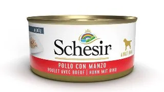 SCHESIR Complementary In Jelly, XS-XL, Pui si Vita, conserva hrana umeda caini, (in aspic), 150g