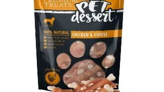 PET'S DESSERT, XS-XL, Pui si Branza, punguta recompense fara cereale caini, 80g